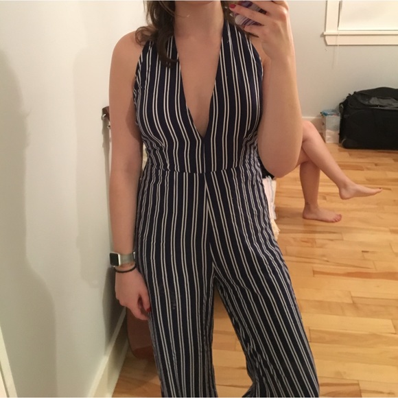 Blue and white striped Jumpsuit - Picture 4 of 4